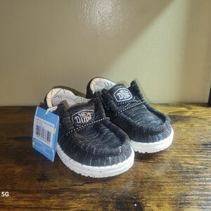 HEY DUDES Wally Toddler Stretch Black And White